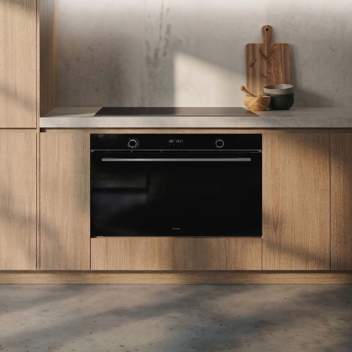 Omega OBOP9011AM 90×60cm 11 Function Pyrolytic Oven with Steam Bake & AirFry, Midnight