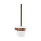 Fienza 889010CO Empire Slim Toilet Brush & Glass Holder, Brushed Copper