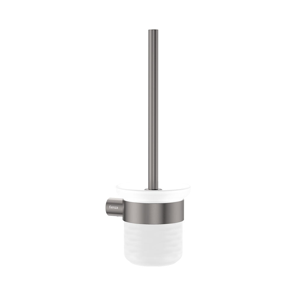 Fienza 889010GM Empire Slim Toilet Brush & Glass Holder, Gun Metal