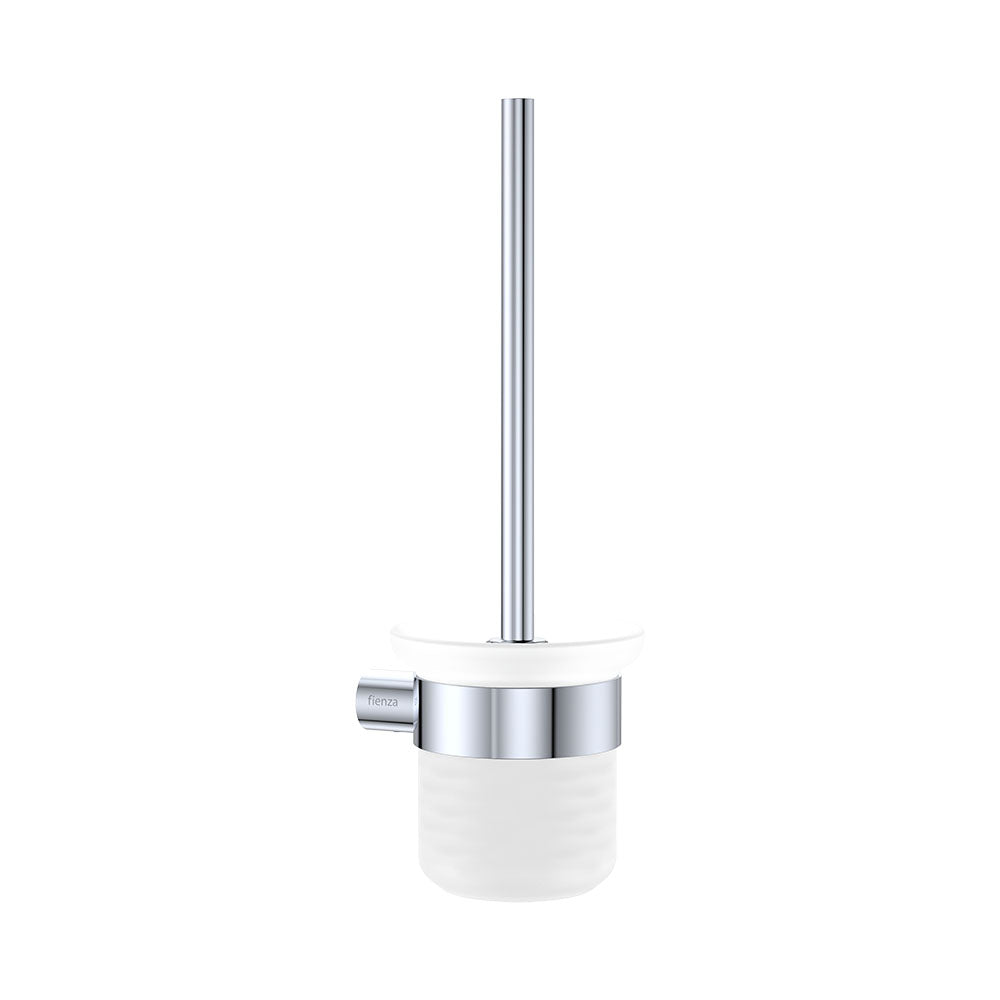 Fienza 889010 Empire Slim Toilet Brush & Glass Holder, Chrome
