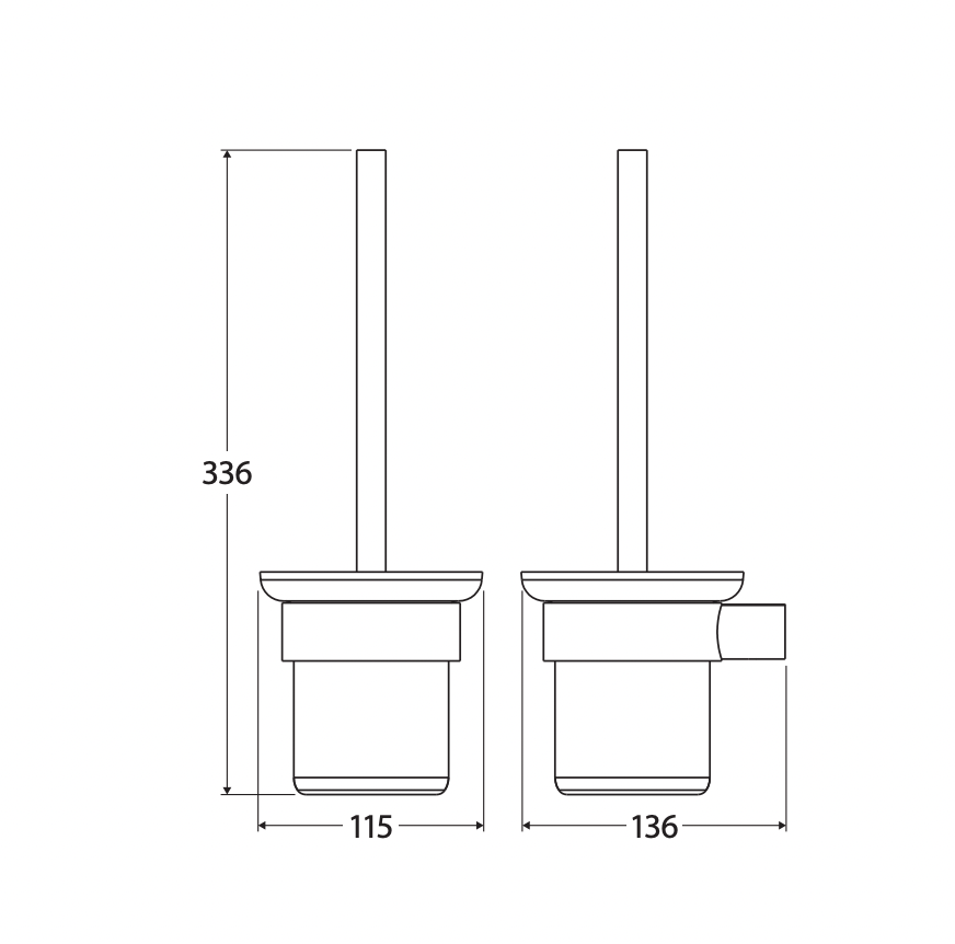 Fienza 889010CO Empire Slim Toilet Brush & Glass Holder, Brushed Copper