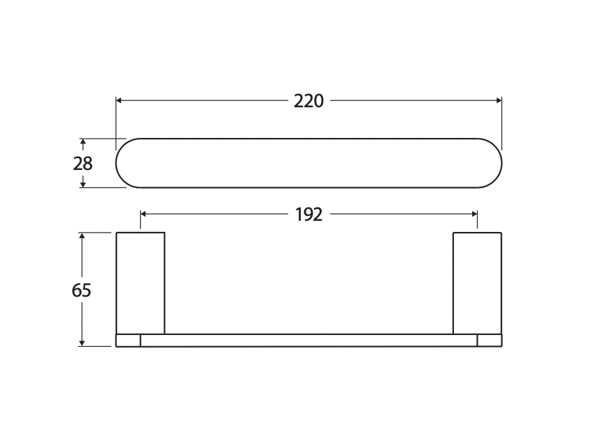 Fienza 88905 Empire Slim Hand Towel Rail, 220mm, Chrome