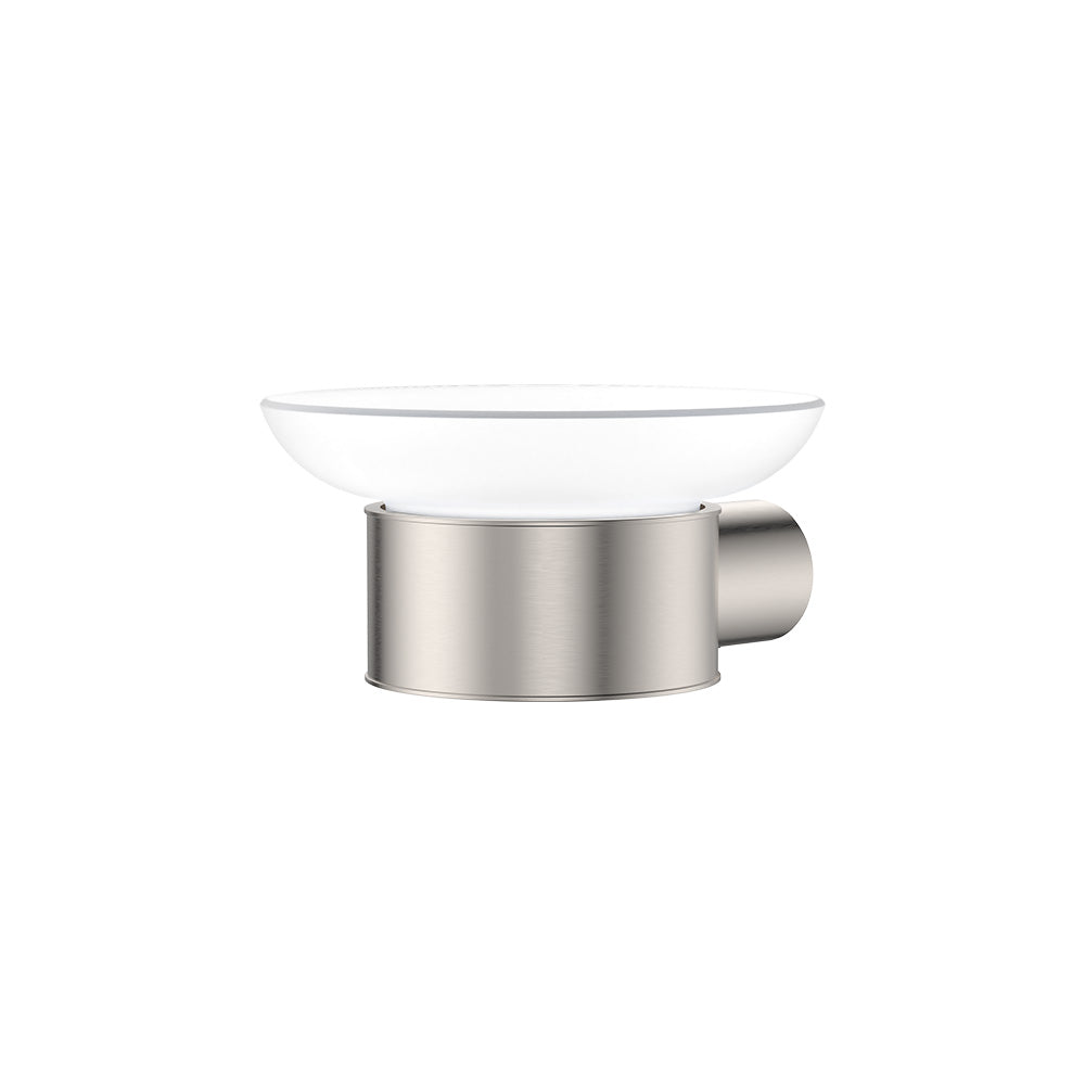 Fienza 88906BN Empire Slim Soap Holder Glass Dish, Brushed Nickel