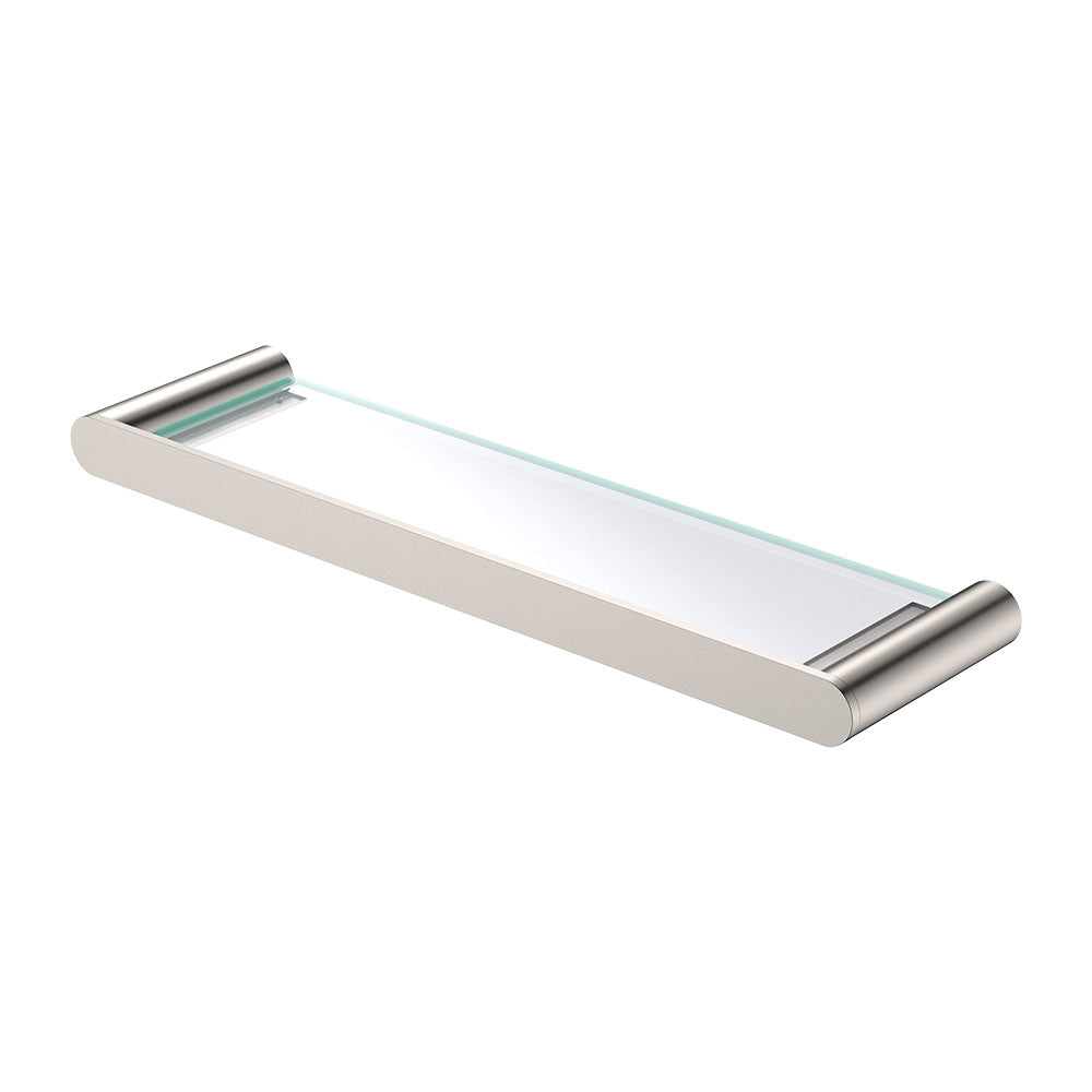 Fienza 88907BN Empire Slim Shower Shelf, Glass, Brushed Nickel