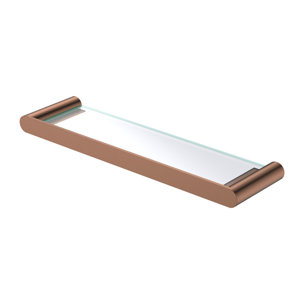 Fienza 88907CO Empire Slim Shower Shelf, Glass, Brushed Copper