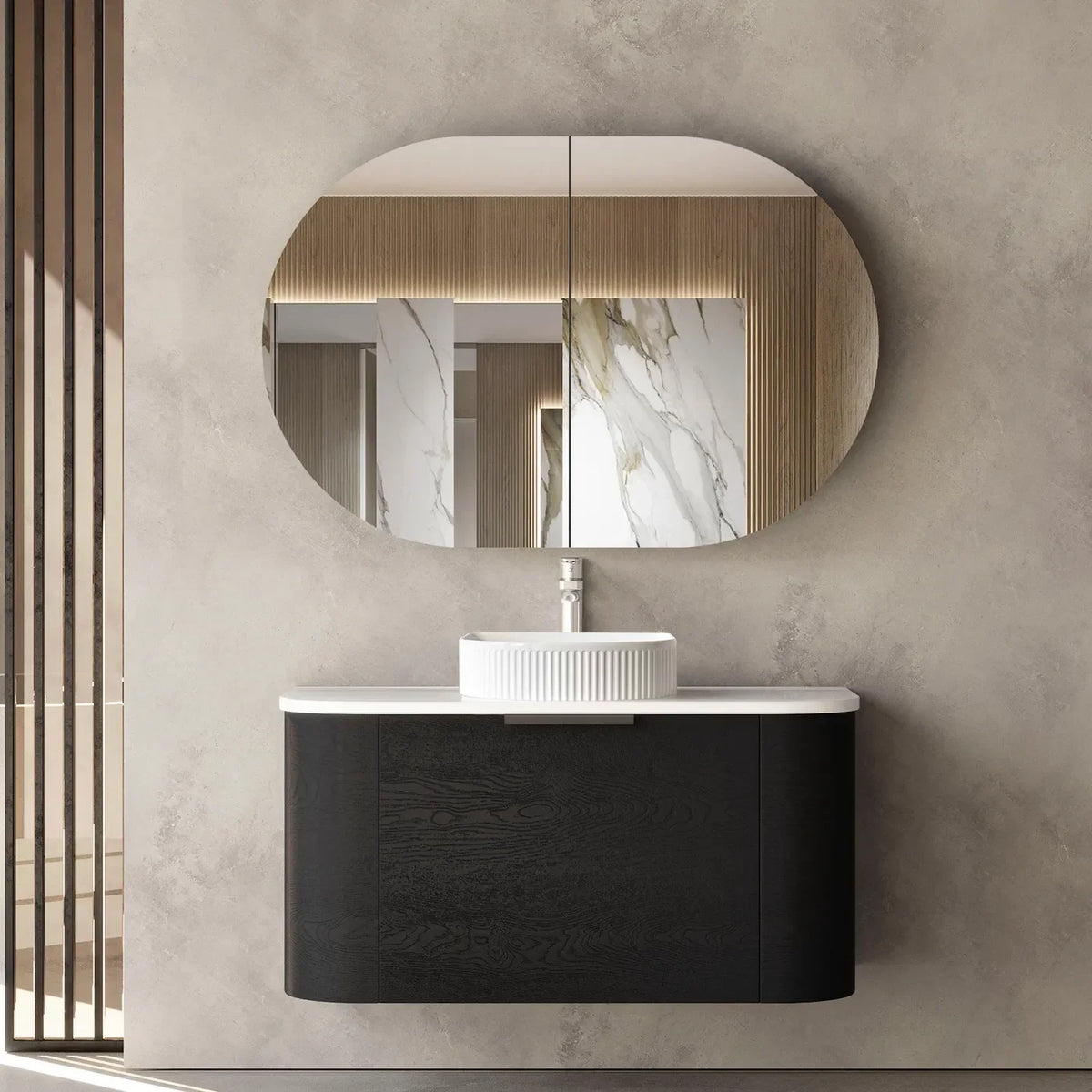 Otti Bondi Wall Hung Vanity, Black Oak
