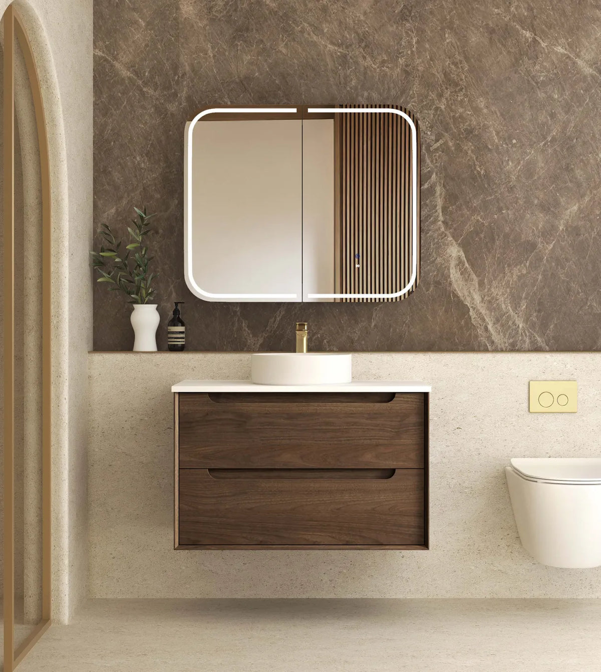 Otti Byron Sable Walnut Wall Hung Vanity