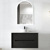 Otti Byron Wall Hung Vanity, Black Oak