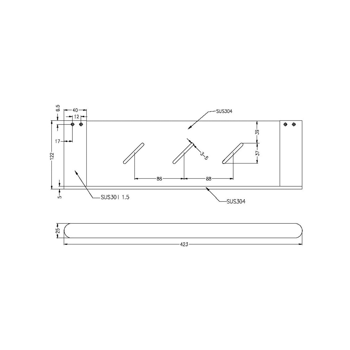 Nero NR9087ABN Bianca Metal Shower Shelf - Brushed Nickel