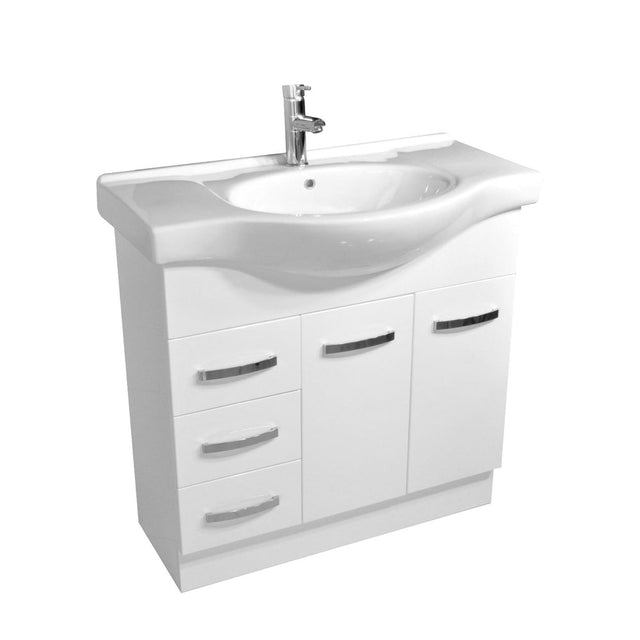 Fienza Antonio 90Ekwl 900Mm White Vanity Unit Solid Doors Left Draws - Special Order Units