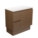 Fienza 90WAKL Edge Walnut 900 Cabinet on Kickboard, Left Hand Drawers, Cabinet Only