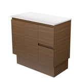 Fienza 90WAKR Edge Walnut 900 Cabinet on Kickboard, Right Hand Drawers, Cabinet Only