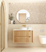 Otti Byron Wall Hung Vanity, Fluted Woodland Oak