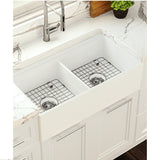 Seima 192517 Odessa 922 Ceramic Butler Sink, Double Bowl, 915x485mm Workstation, White Gloss with Gunmetal Basket Waste & Grid