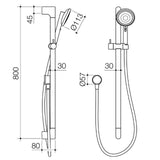 Caroma Urbane II 96331BB4E Universal Rail Shower - Brushed Brass