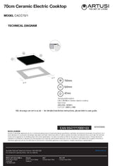 Artusi CACC70/1 70cm 4 Zone Ceramic Electric Cooktop, Black
