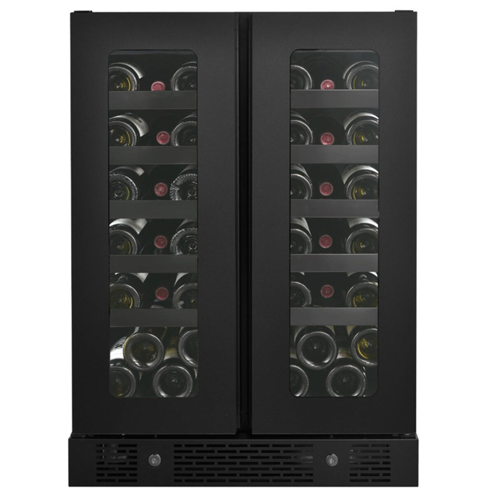 Artusi AWC36BV Dual Zone Wine Fridge, 36 Bottle, Double Door, Matte Black