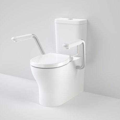 Caroma 985300ARW Opal Cleanflush Easy Height Wall Faced Close Coupled Suite with Double Flap Seat and Armrest - Special Order