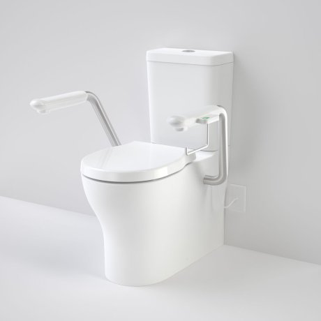 Caroma 985300ARWNCL Opal Cleanflush Easy Height Wall Faced Close Coupled Suite with Double Flap Seat and Nurse Call Armrest Left - Special Order