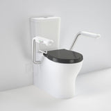 Caroma 985600ARBLNCR Opal Cleanflush Easy Height Wall Faced Close Coupled Suite with Double Flap Seat Black and Nurse Call Armrest Right - Special Order