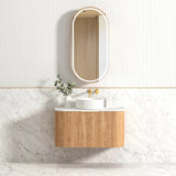 Otti Bondi Wall Hung Vanity, Fluted Woodland Oak