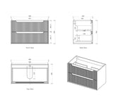 Otti Byron Wall Hung Vanity, Fluted Woodland Oak