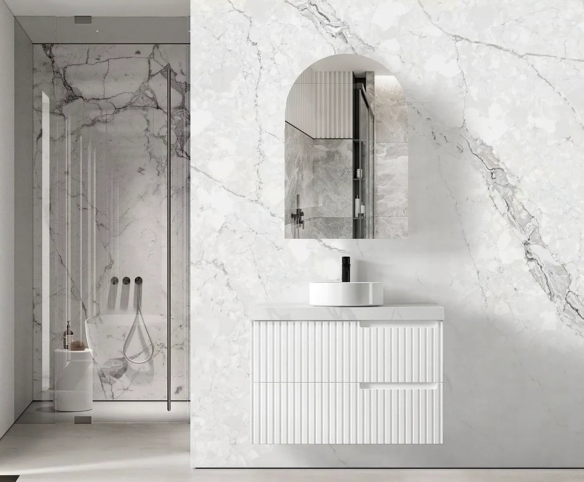 Otti Noosa Wall Hung Vanity, Satin White