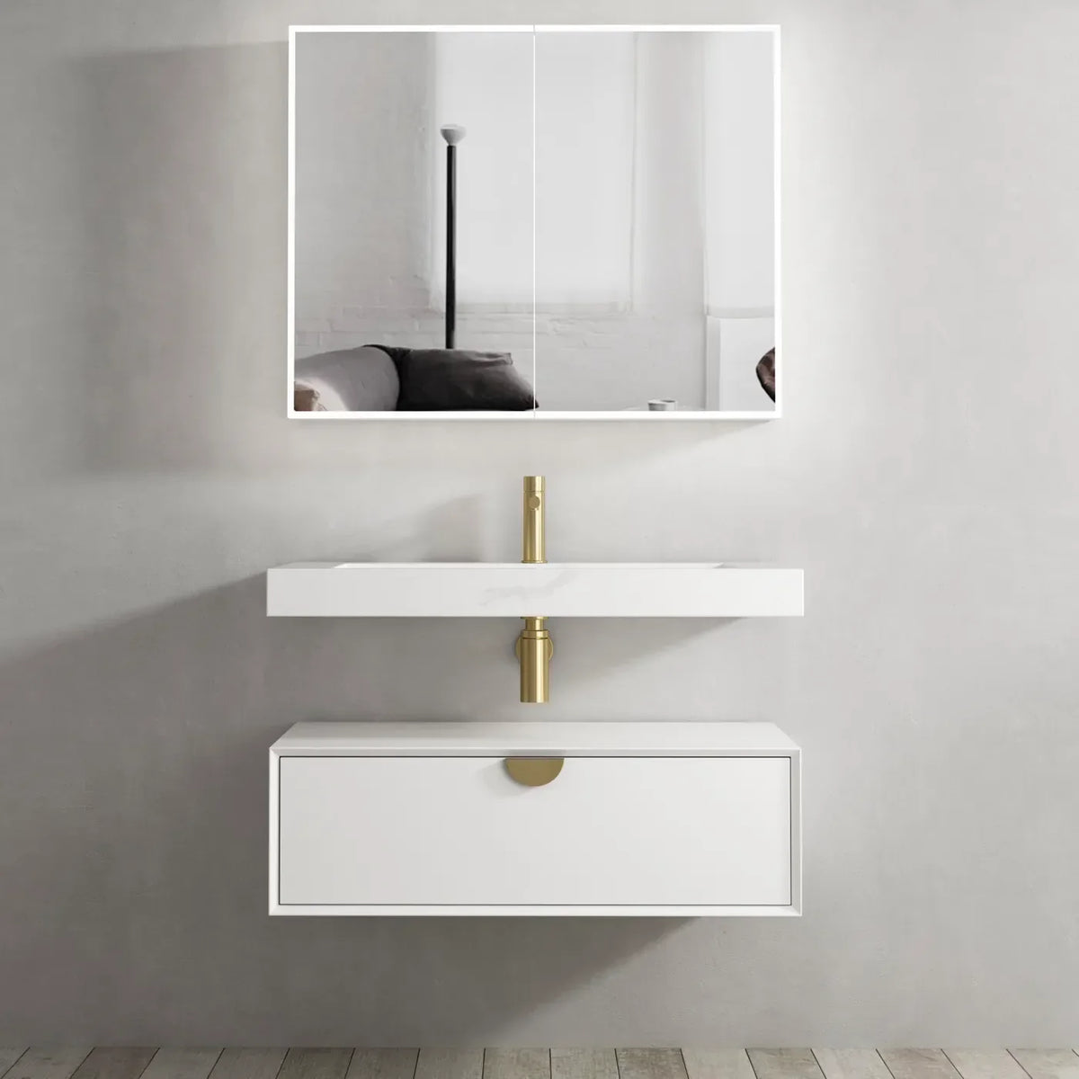 Otti Moonlight Wall Hung Vanity, Satin White