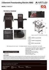 Artusi ATBBQ2ET 2 Burner EQ Electric Freestanding BBQ