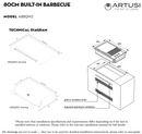 Artusi ABBQM2 800mm BBQ Built In Gas 3 Burner, Stainless Steel