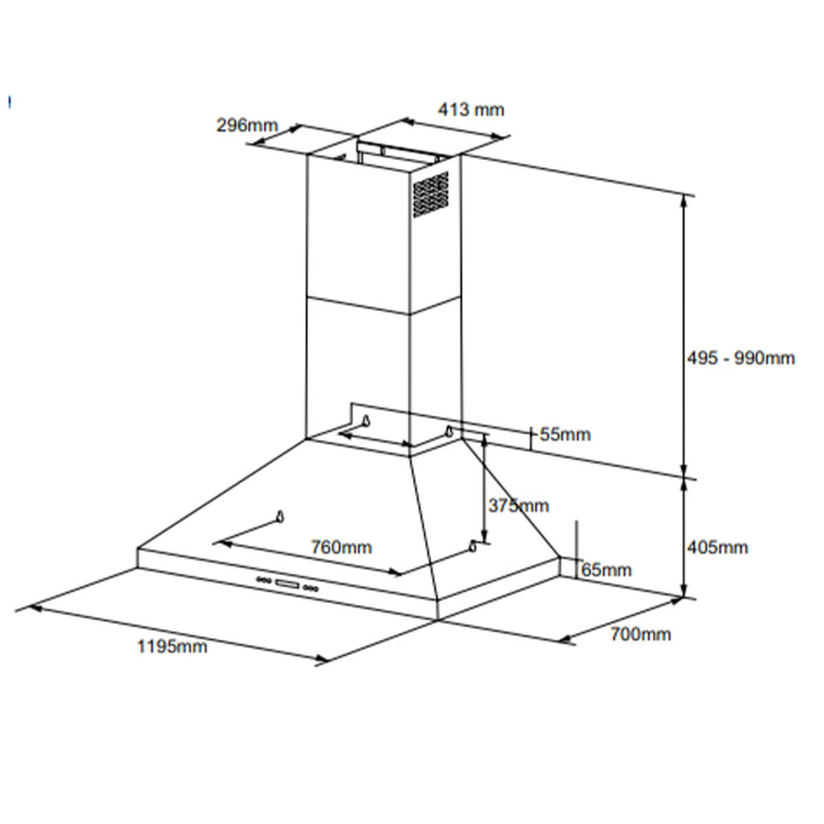 Artusi ACH12BBQ 120cm Canopy Outdoor BBQ Rangehood, 2000m3/hr, Stainless Steel
