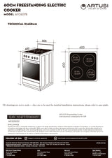 Artusi 60cm Electric Freestanding Oven Black AFC607B