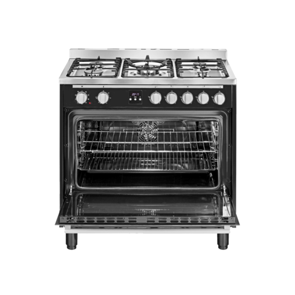 Artusi AFG915B/1 90cm Freestanding Dual Fuel Stove, Matte Black