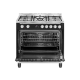 Artusi AFG915B/1 90cm Freestanding Dual Fuel Stove, Matte Black