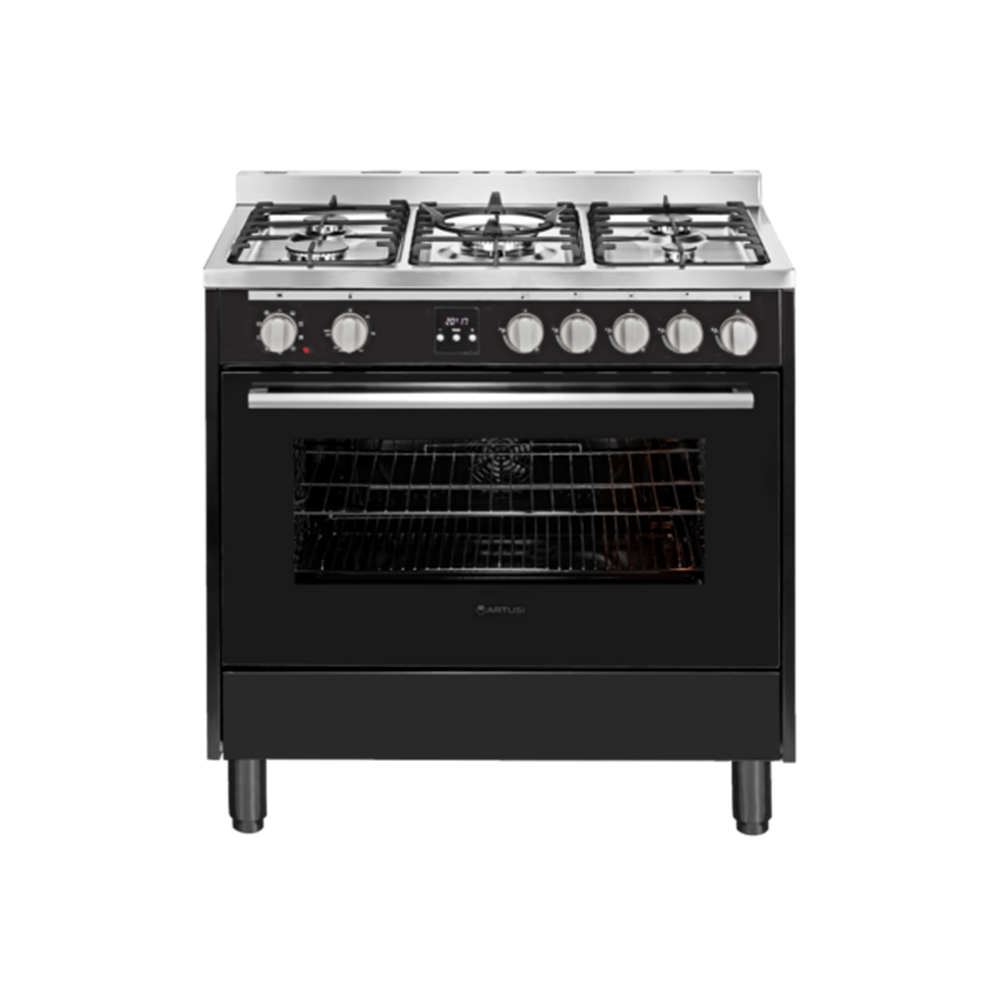 Artusi AFG915B/1 90cm Freestanding Dual Fuel Stove, Matte Black