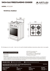 Artusi AFGG54W 54cm Gas Upright Stove, White