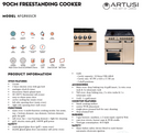 Artusi AFGR935CR Freestanding Cooker 90cm with Gas Hob, Cream