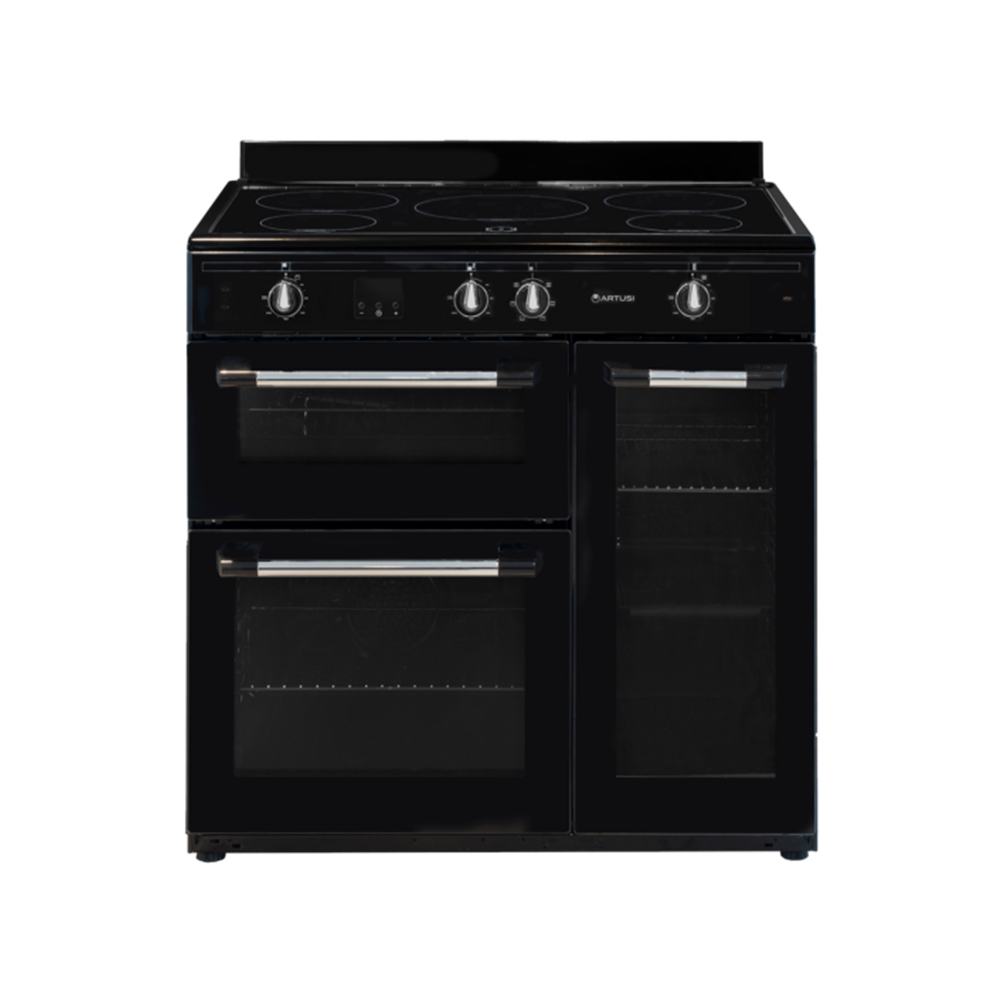 Artusi AFIR935B 90cm Induction Range Stove & 3 Door Electric Oven, Matte Black