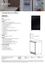 Artusi AIM4009B Freestanding Ice Maker, Black