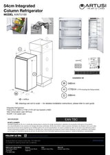 Artusi AINT5100 50cm 280L Fully Integrated Refrigerator