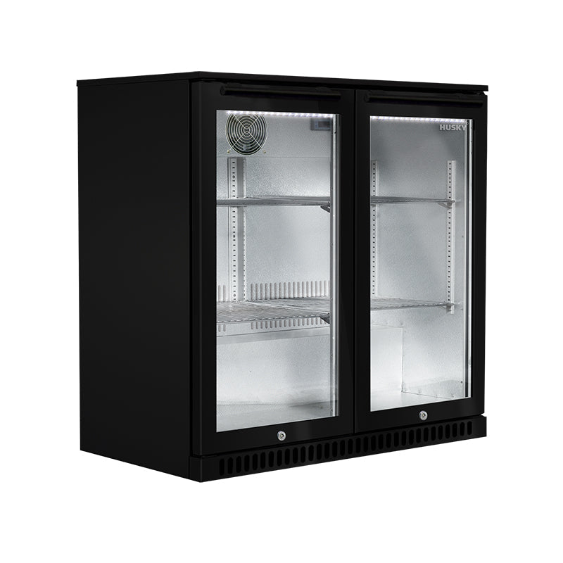 Husky 190L Double Door Alfresco Drinks Chiller With Anti-Condensation Doors In Black ALF-C2-BLK-840