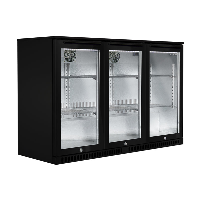 Husky 307L Triple Door Alfresco Drinks Chiller With Anti-Condensation Doors In Black ALF-C3-BLK840