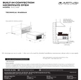 Artusi AMC34BI 32L Built-In Convection Microwave Oven, 1000W, Stainless Steel