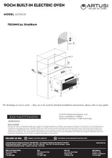 Artusi 90cm Electric Built-in Oven Stainless Steel AO960X