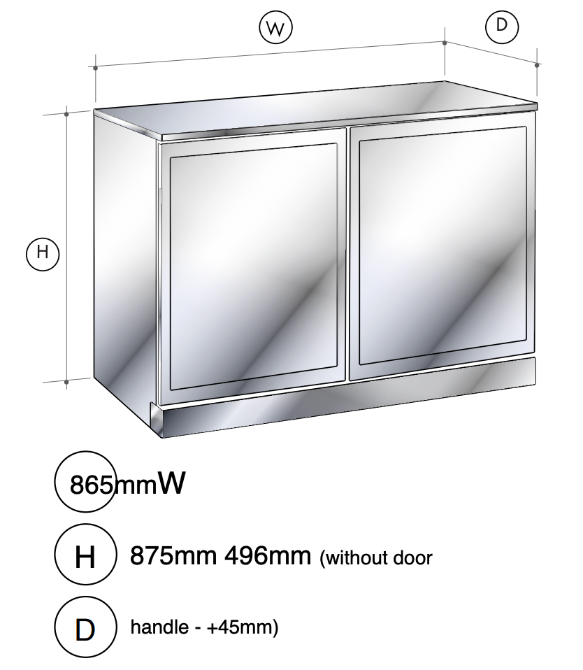 Artusi AOF2M5 Double Door Outdoor Refrigerator, Stainless Steel