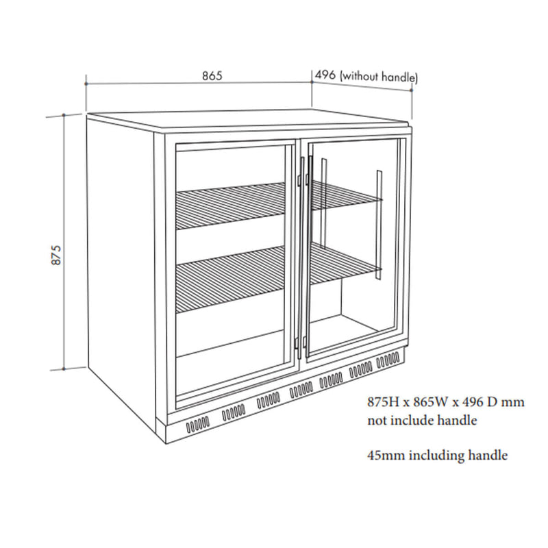 Artusi AOF2S Double Door Outdoor Refrigerator Stainless Steel