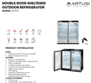 Artusi AOF2S Double Door Outdoor Refrigerator Stainless Steel