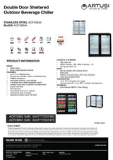 Artusi AOF2M5 Double Door Outdoor Refrigerator, Stainless Steel