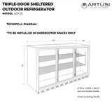 Artusi AOF3S 3 Door Outdoor Refrigerator, Stainless Steel