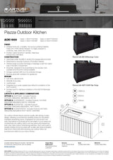 Artusi AOKP2BEVICE Piazza 3-Burner Outdoor Kitchen with Beverage Cooler and Ice Maker